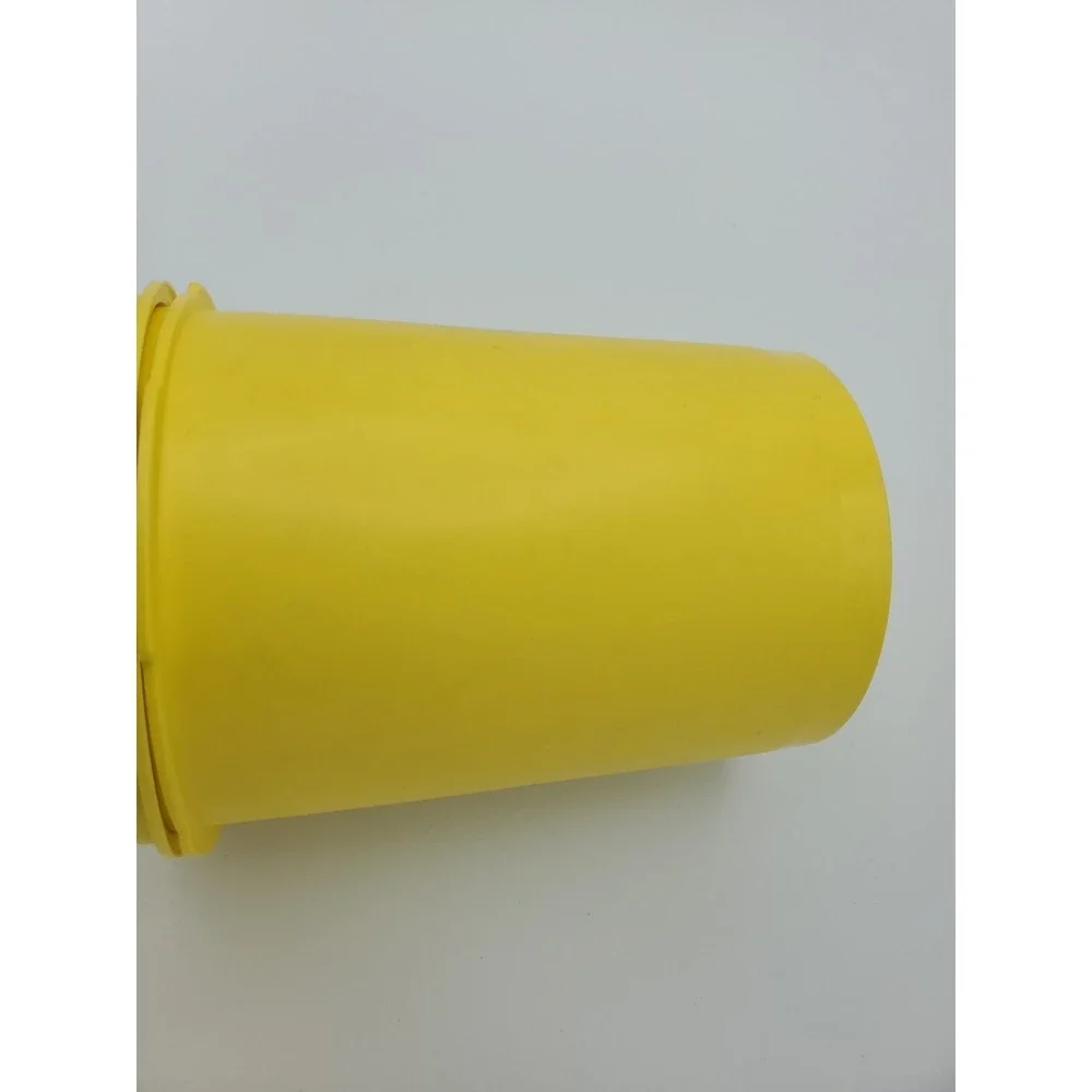 Tupperware Vtg MCM Yellow Servalier Canister #811-14 & Press On‎ Lid 812-44  6